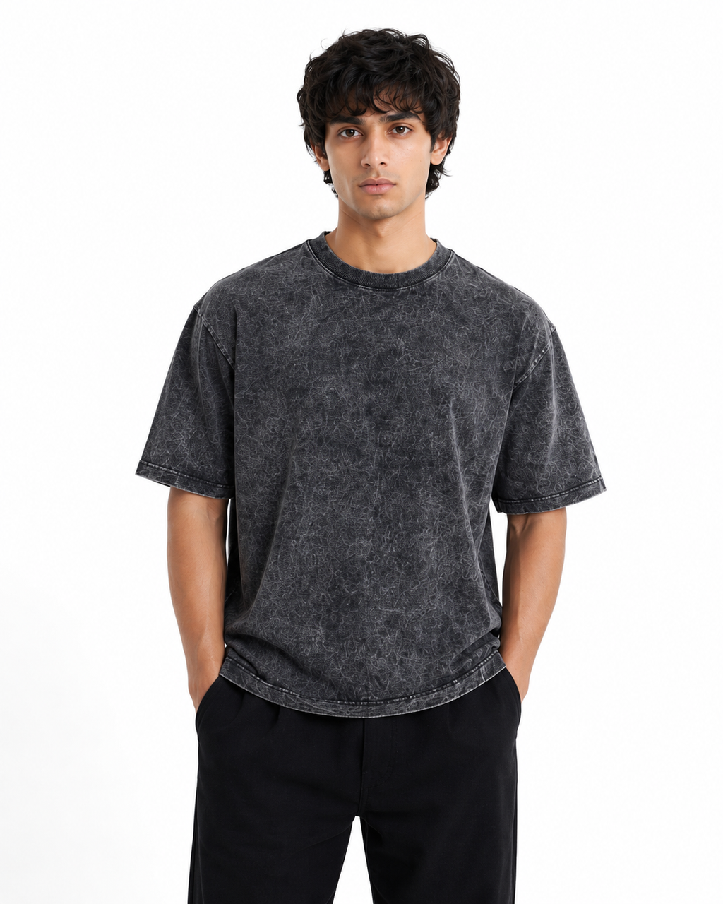 Acid wash Oversized Canvas print T shirt
