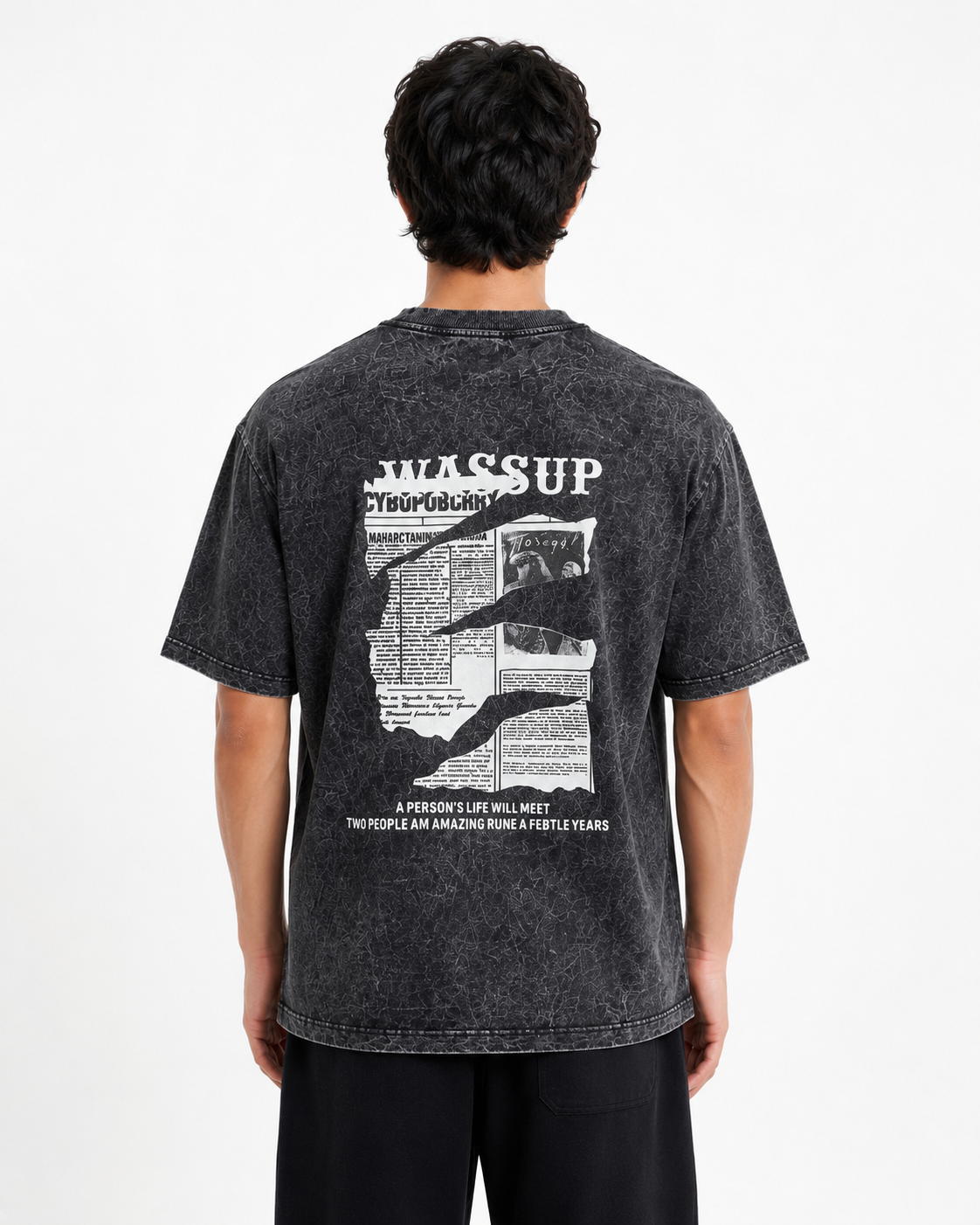 Acid wash Oversized Canvas print T shirt